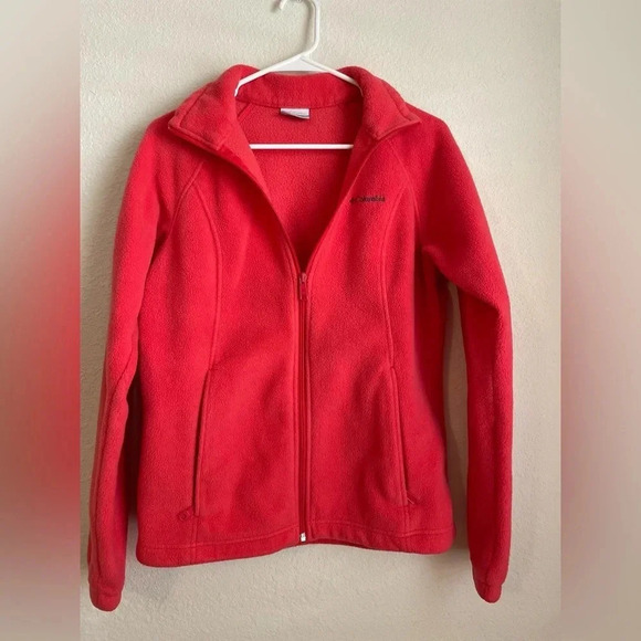 Columbia Jackets & Blazers - Columbia women’s fleece zip front red coral jacket size M